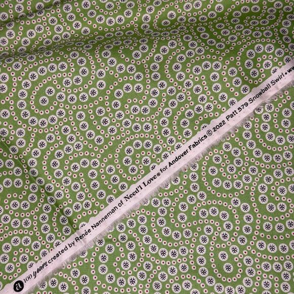 Retro Ho Ho Green Snowball Swirl by Renee Nanneman for Andover Fabrics- 1/2 yard - Picture 4 of 7